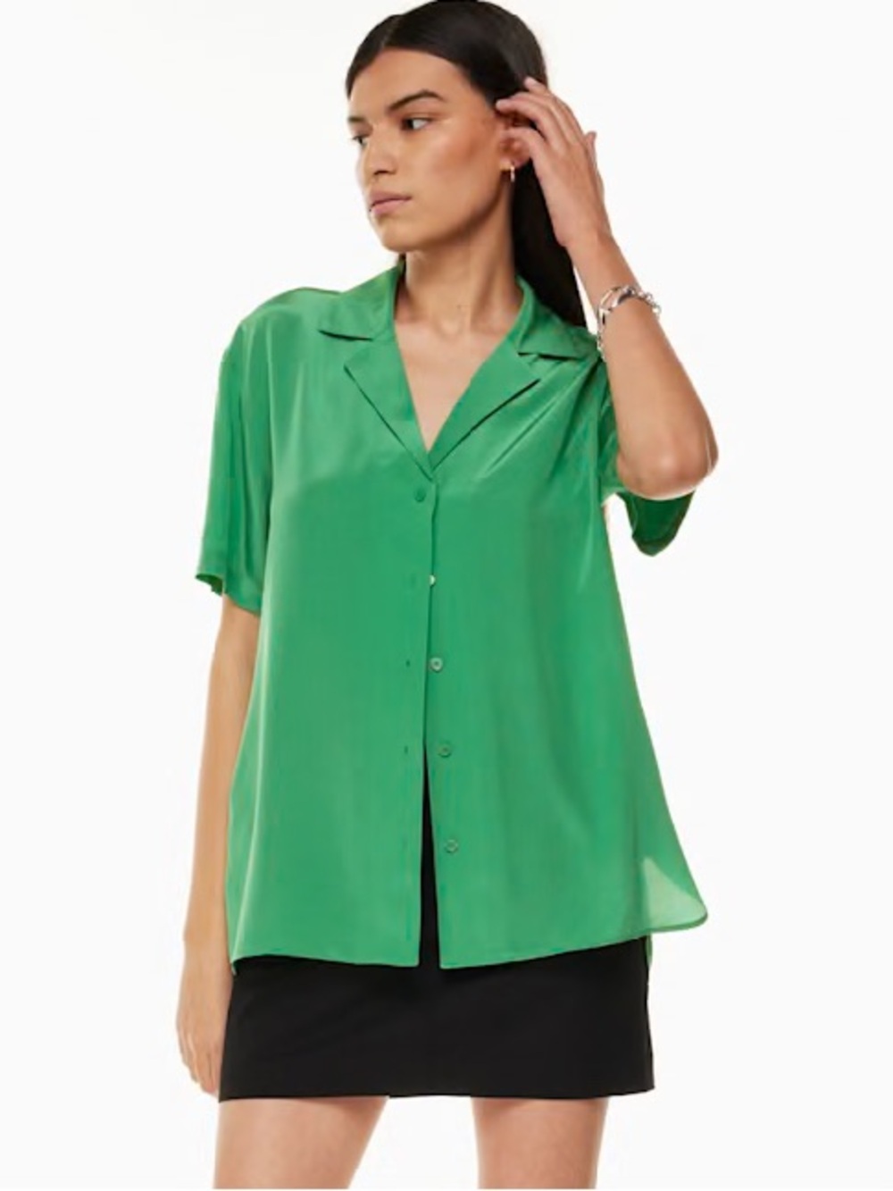 Babaton Academy Silk Shortsleeve Blouse Green